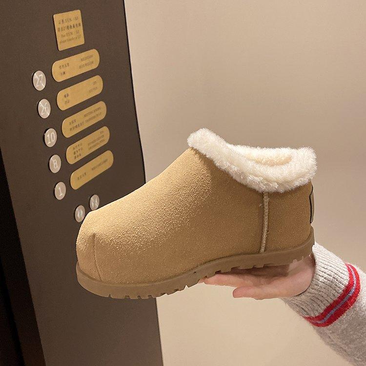 Snow Boots Women's Fall and Winter Retro Fashion Hopscotch Small People Heightening Thick Bottom Warm Casual Cotton Shoes