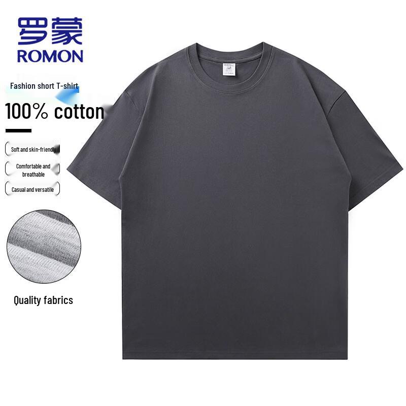 

ROMON Men s 260g Pure Cotton Dropped Shoulder Short Sleeve T-Shirt L
