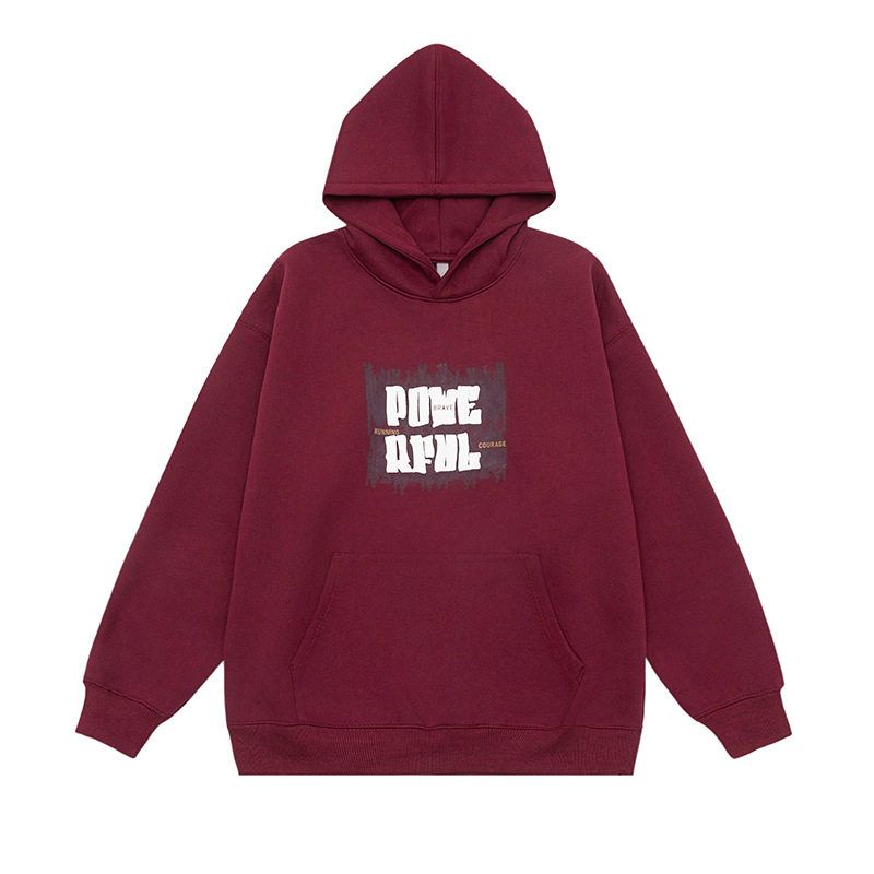 

Qiqiu Men s Wear 2025 Autumn New 420G Print Hoodie Men s American Loose Fashion Brand Couple Outerwear Jujube Red M(100-120)