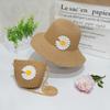 Summer Daisy Children's Straw Hat for Girls, Baby Hat, Sunshade Sun Protection Wide-brimmed Hat Bag Set, Fisherman's Basin Hat