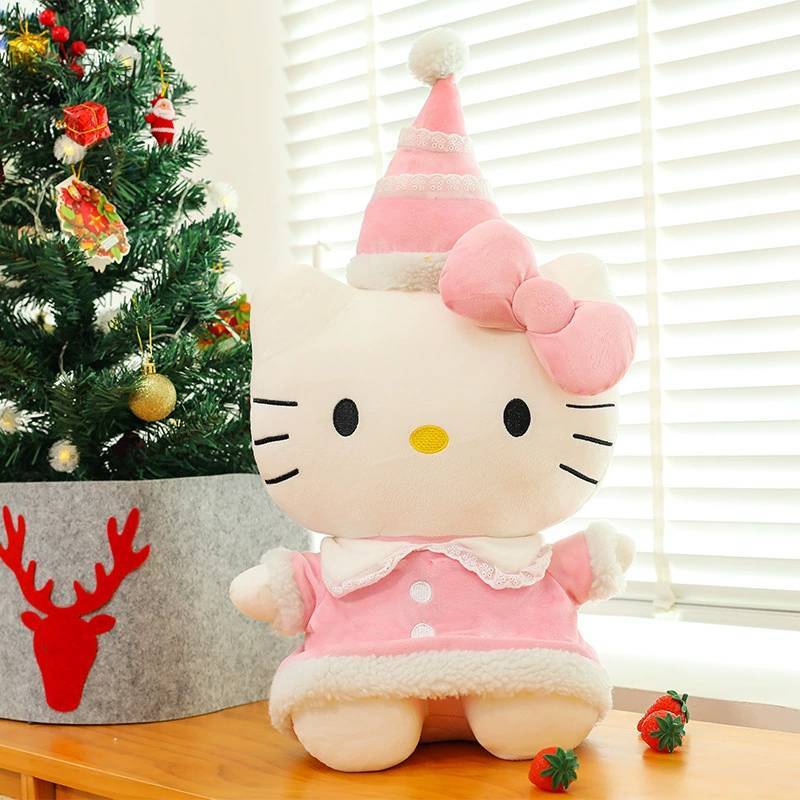 Christmas Hello Kitty Plush Toy With Soft Short Plush For Kids Play And Gift