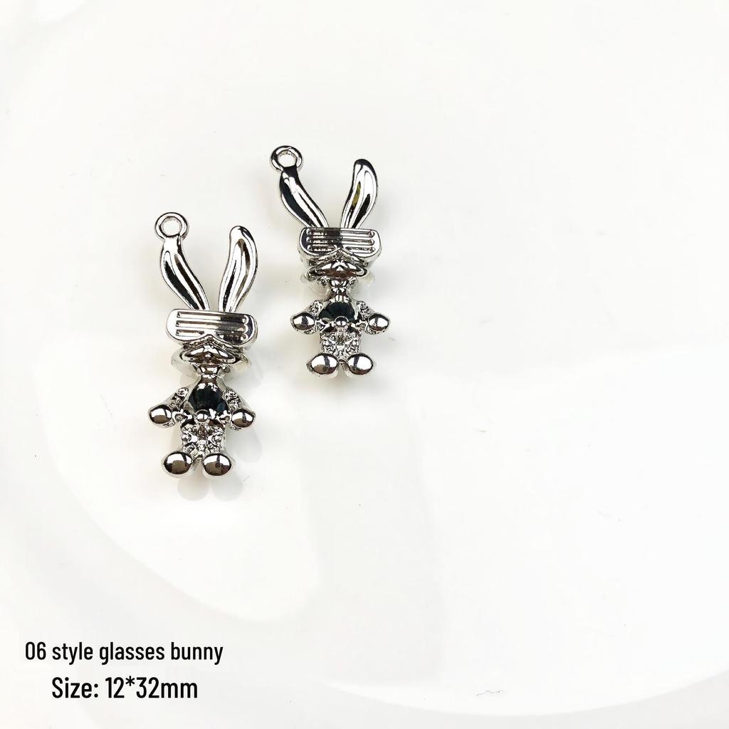 Y2K Heart & Butterfly Alloy Pendant Charm Necklace with Flowers & Rabbit - DIY Beading Accessory