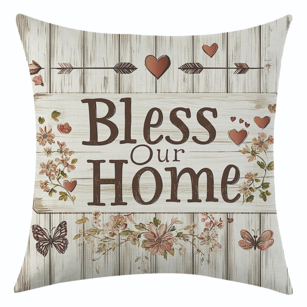 New Floral Linen Pillowcase for Holiday Decoration, Car Sofa Lumbar Pillow and Cushion Cover