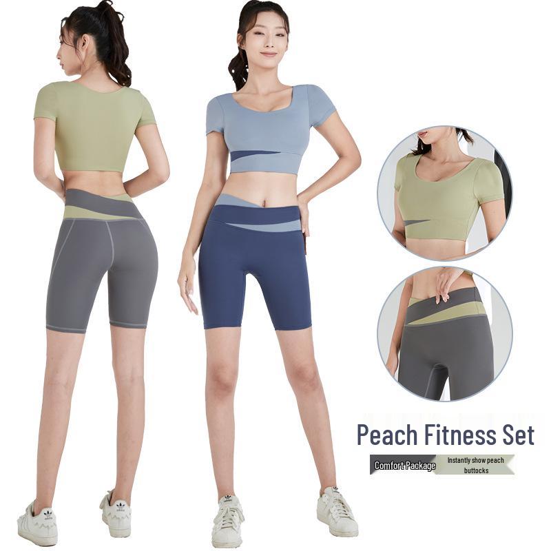 Color Block High-Waist Yoga Set: Quick-Dry, Tummy Control, Hip Lift, Two-Piece for Women