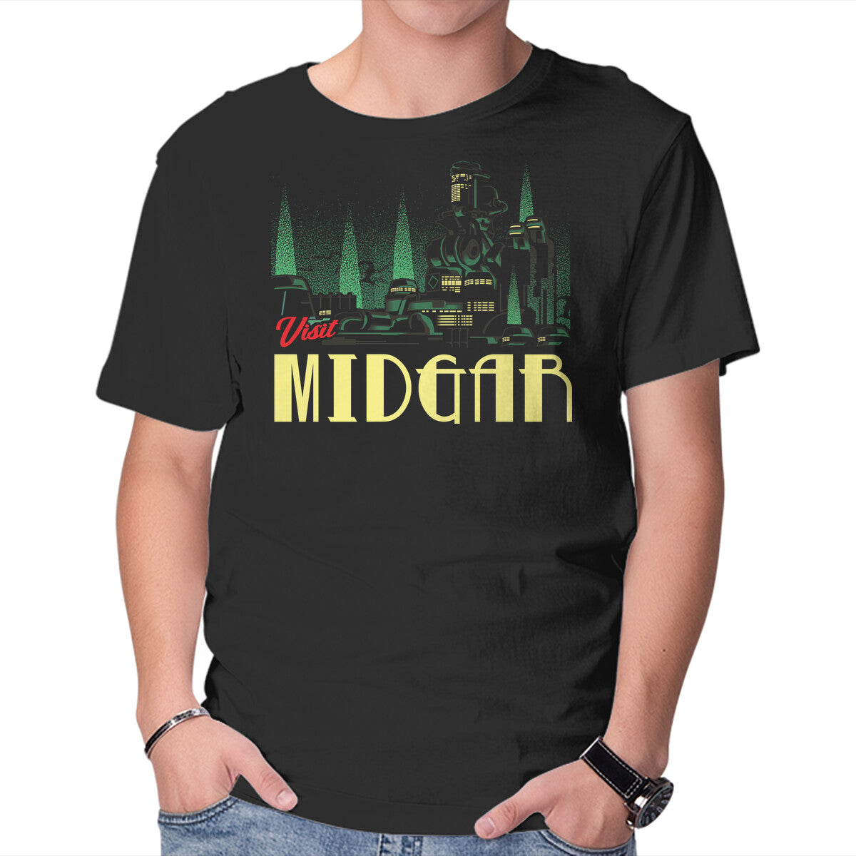 Unisex Crew Neck T-Shirt Visit Midgar Graphic Short Sleeve Casual Tee XL