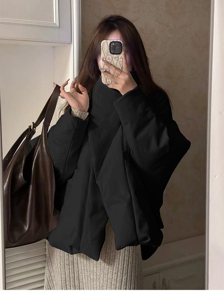 Cute Korean Style Oversized Flap Collar Cotton Jacket for Women Winter New Arrivals Casual Short Coat