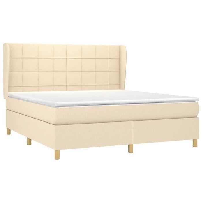 Lit avec matelas - Maison Exclusive - 160x200 cm - Tête de lit réglable - Tissu beige - Ressorts ensachés