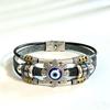 European Retro Blue Evil Eye Beaded Leather Bracelet