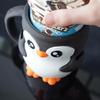 Sevimli Penguen Dondurma Pint Tutucu, 3D Baskı Dondurma Pint Kapları Antifriz Saplı Kaşıklar Bira Kutusu Bardak Kılıfı