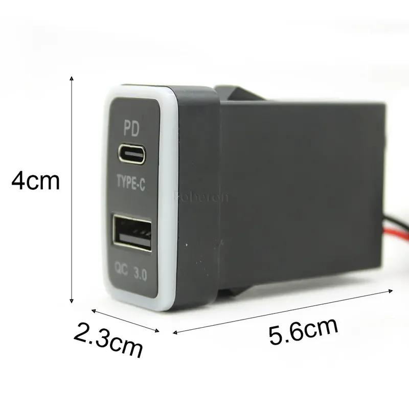 Auto TYPE-C PD QC3.0 USB Interface Dual Socket Port Charger Using For Toyota Tacoma Land Cruiser Reiz Hilux Prado 120 FJ CRUISE