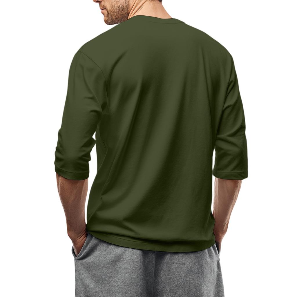 Men's fashionable casual round-neck three-quarter sleeve top T-shirt