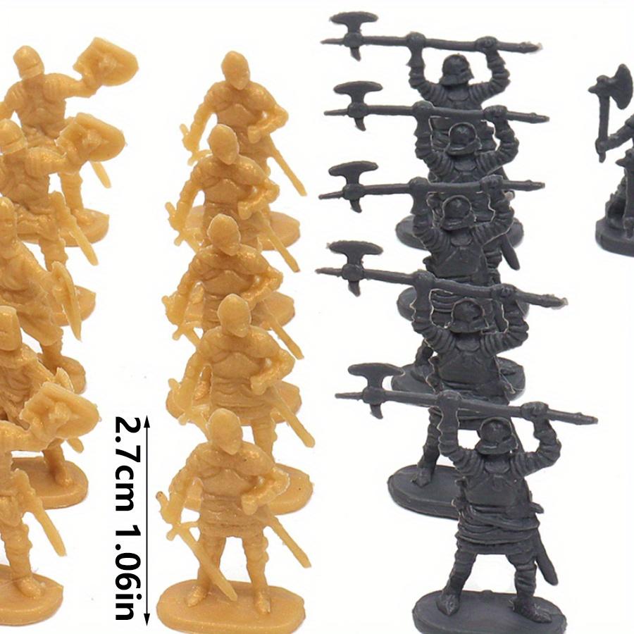 100 Stück Graue und Goldene Mini Mittelalter Soldatenfiguren - 12 Stile Detaillierte Miniatur Soldaten für Diorama Tabletop RPG Krieg JXB
