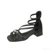 Ladies' mid heel Sandals Summer outdoor open toed Roman shoes Casual hollow cross sandals Lightweight comfortable women Flats