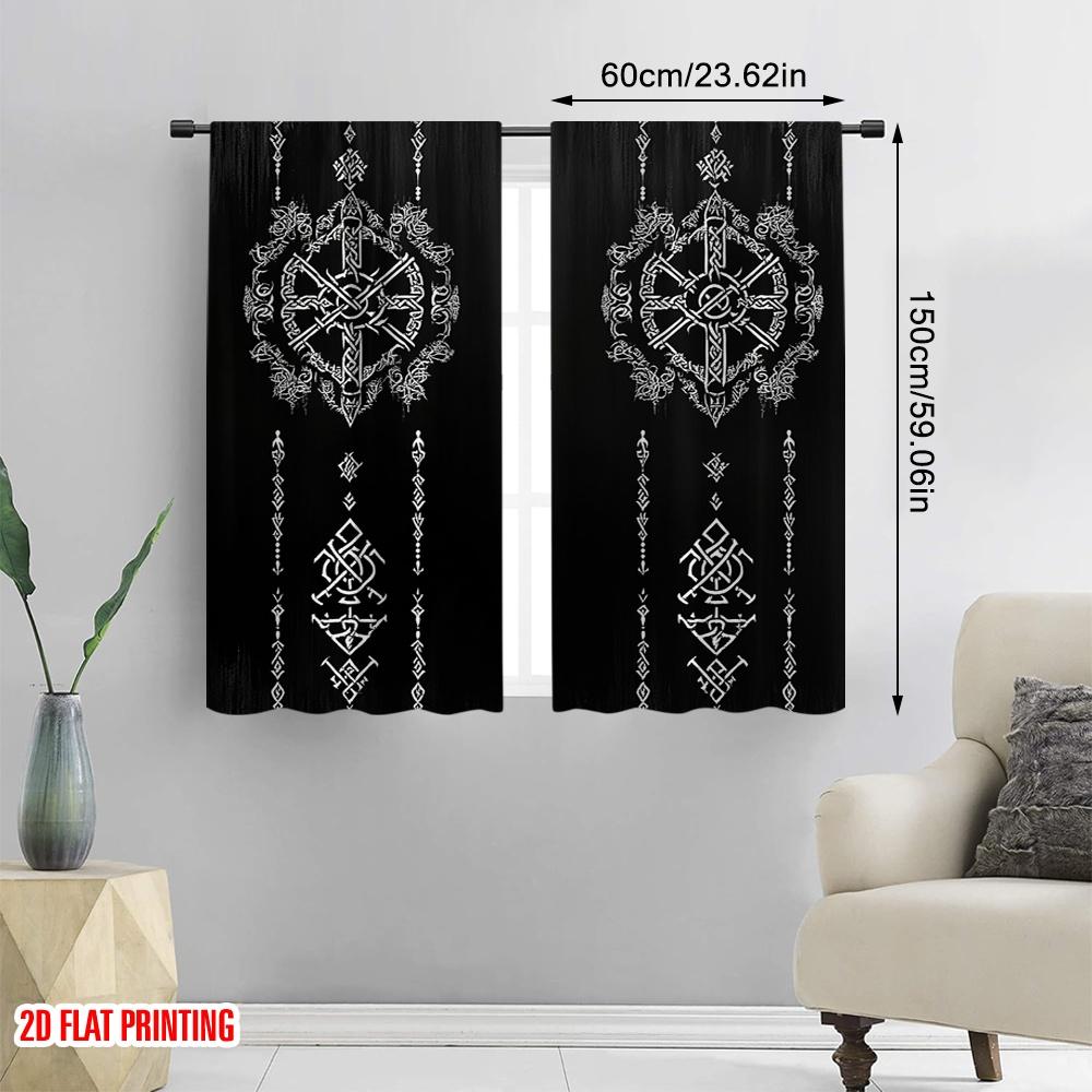 2pcs Drapes Viking Symbol Light Filter Family Party Perfect for Holiday Celebrations