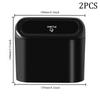 2PCS Car Trash Organizer Grab Bins - Suspended Trash Can, Black ABS Square Press-Fit Trash Can, Trash Dustbin