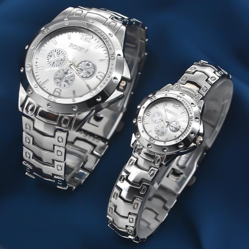 Herren Business Uhren Mode Stahlband Herren und Damen Luxus Gold Lässig Paar Uhren Drei Augen Zifferblatt Armbanduhr