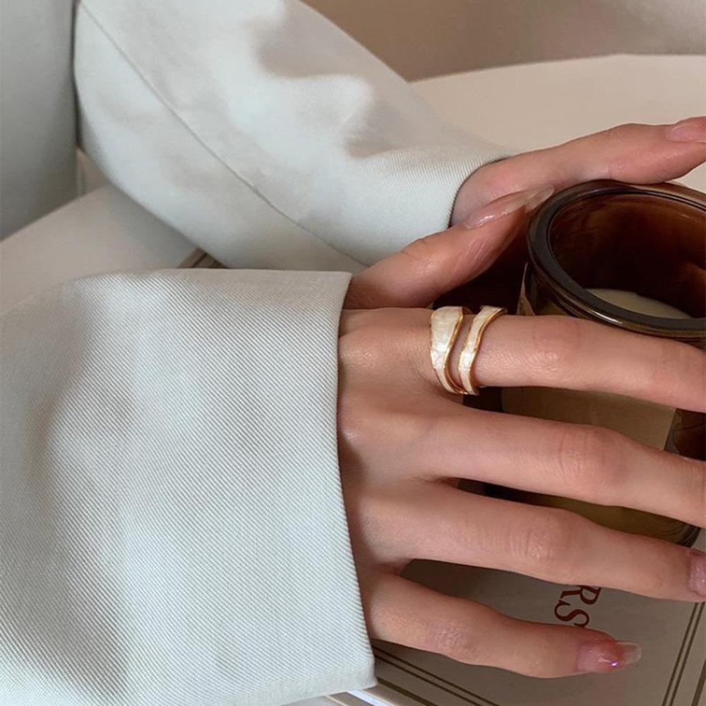 Korean Irregular Geometric Double Hollow Ring Women's Fashion Temperent Opening Adjustable Jewelry