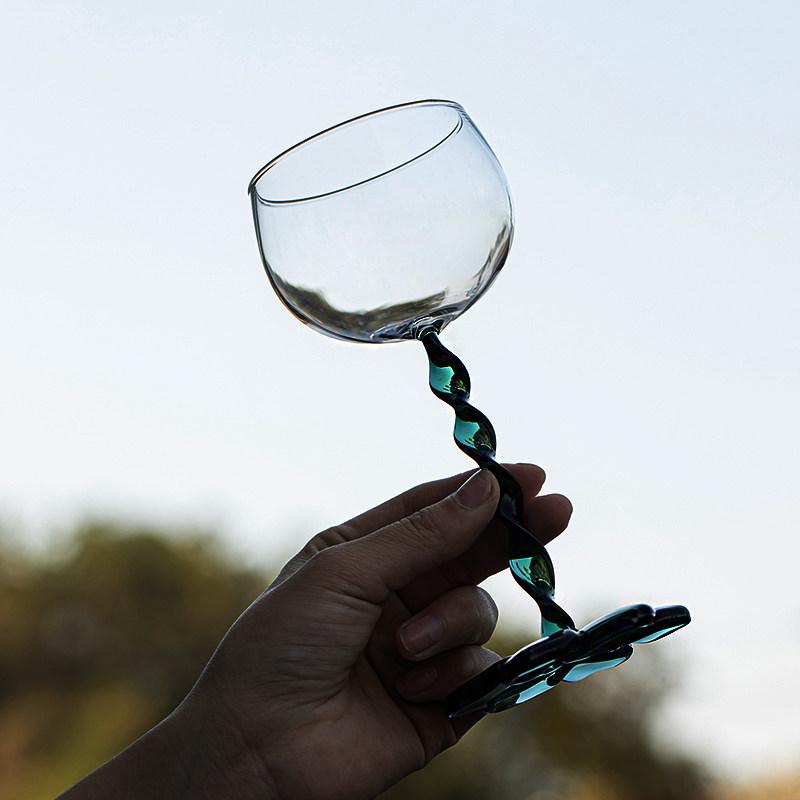 

Vintage Twisted Stem Goblet Glass Champagne & Cocktail Glass Flower Base Designer Style Unique Wine Glass 201-300ml