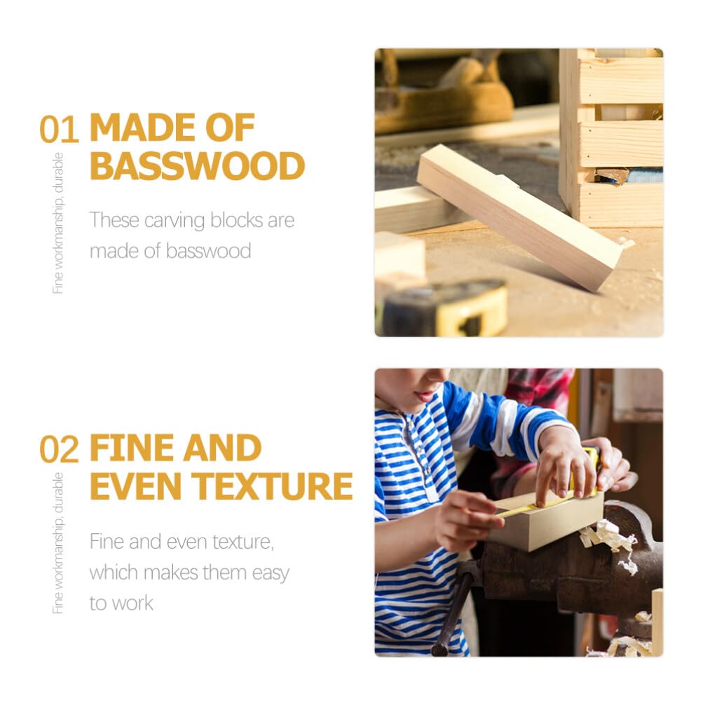 Operitacx Wood Carving Kit, Basswood Carving Block Set, 10 Pieces, 5.9" x 2" x 2", Lightweight 735g, Ideal for Beginners, Wood Carving Materials,