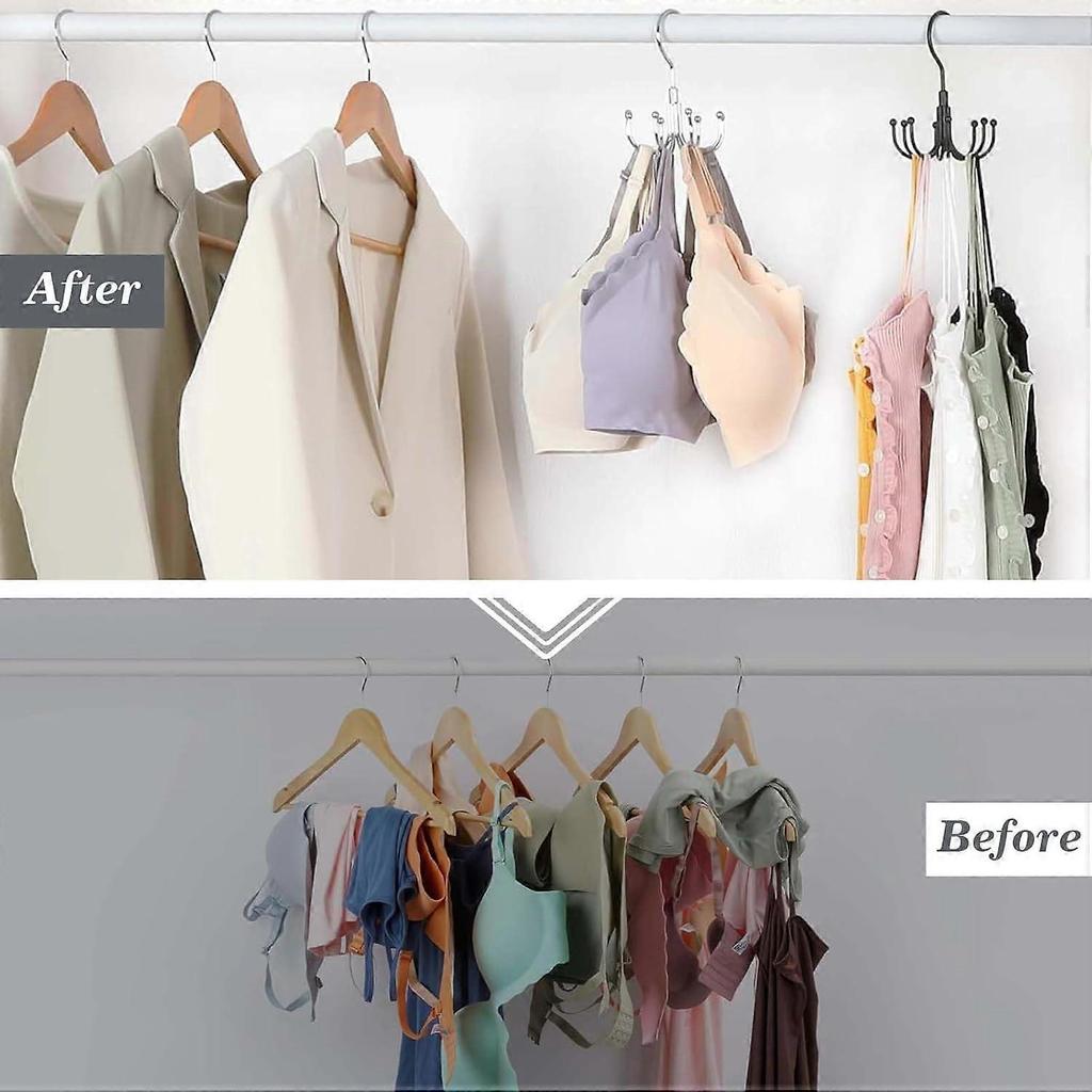 Belt Storage Organizer Pack of 2, 360° Rotatable Clothes Hangers for Ties, Scarves, Hats, Bags, Bras, Silver