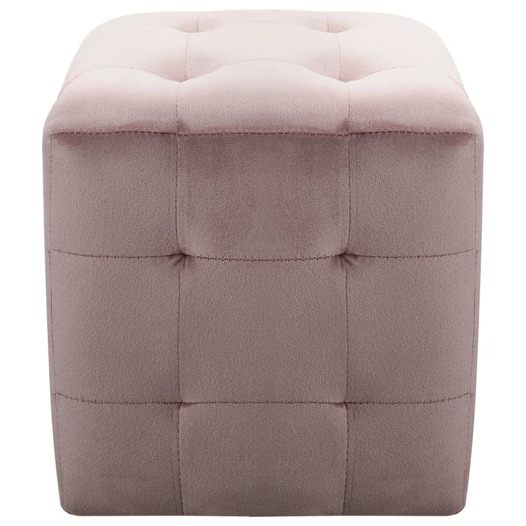 Footstool Set of 2 Pink 30 X 30 X 30 Cm Velvet Fabric