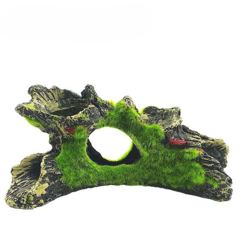 Résine Bois Coulé Mousse Aquarium Décoration de Paysage Ornements Flocage Trou d'Échappement Simulation Bois Mort Arbre Diamant