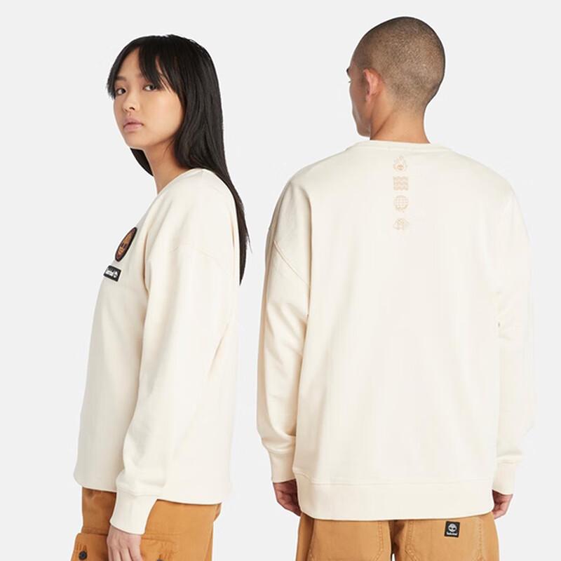 Timberland Letter Logo Patch Round Neck Pullover Sweatshirt Unisex sweatshirt Smoke-White A5TBS-V04
