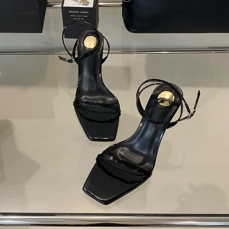 Fashion SUOJIALUN 2025 Summer New Brand Women Sandal Shoes Fashion Narrow Band Gladiator Shoes Thin High Heel Outdoor Dress Pumps Slide