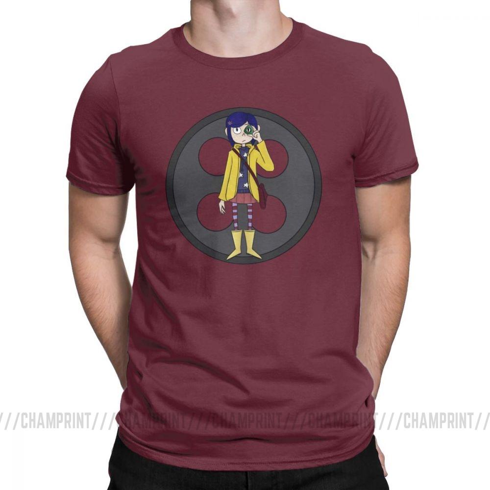 Coraline Men S T Shirts Coraline Button Eyes Leisure Cotton Short Sleeve Tees Crew Neck T