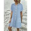 YYFS Dámská móda Léto Jaro Jednobarevný potisk Krátký rukáv POLO Neformální šaty s volným pasem