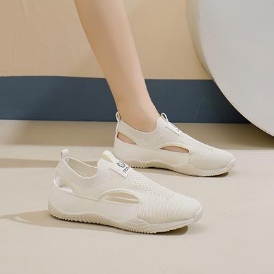 Trendy Hollowed Out Women's Shoes 2024 Summer New Thick Soled Wear-resistant Breathable Casual Versatile Board Zapatos De Mujer