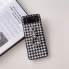 Stylish Luxury Cute 3d Camellia Houndstooth Pu Leather Phone Case For Samsung Galaxy Zflip4 Z Flip 3 5g With Portable Ring Cover