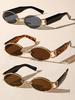 New Retro Metal Frame Elliptical Frame Trendy Street Photo Sunglasses for Men and Women's Outdoor Travel Sunshades UV400