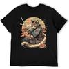 Japanese Art Cat Ninja T-Shirt, Ukiyo-e Anime Style Samurai Cat Graphic Tee