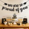 We Are So Proud of You Banner – Black Glitter Graduation Decorations 2025, Pre-Strung Congrats Grad Banner for College, High School, Senior Party,