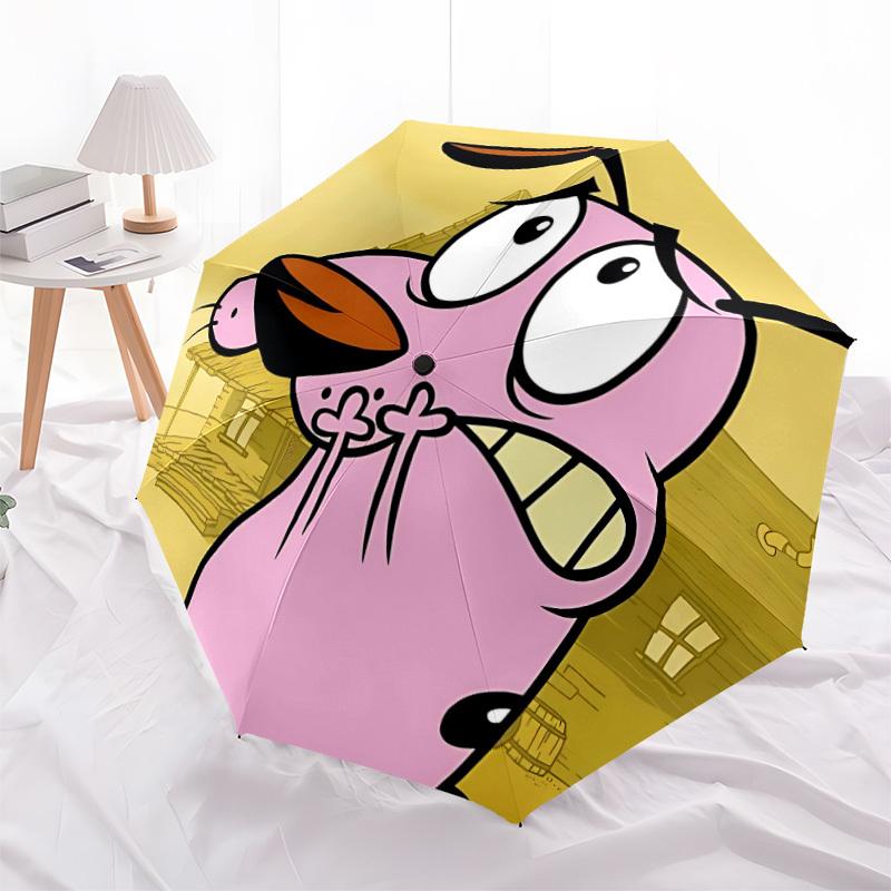 1pc Courage the Cowardly Dog Automatic Open/Close Folding Umbrella, Windproof 8-Rib Construction, Lightweight Travel Umbrella for Women/Men 20