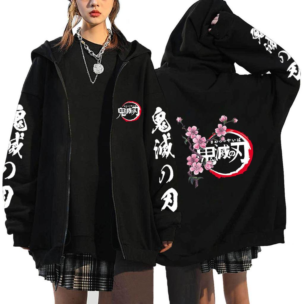 Japan Cartoon Comics Demon Slayer Printed Zip-Up Sweatshirt Unisex Fashion Hoodie/Jacket 0041
