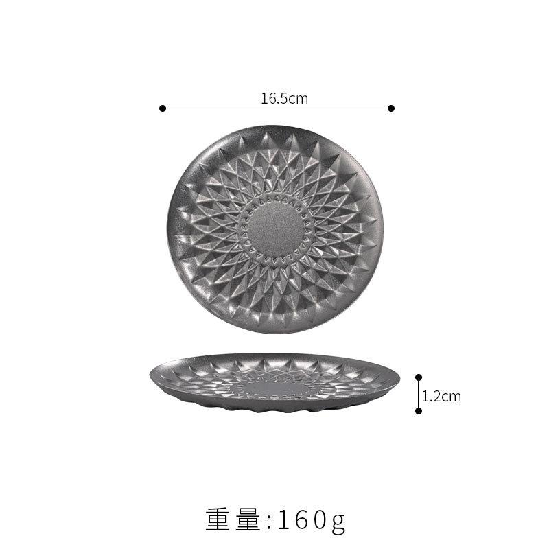 

Vintage Hammered Stainless Steel Round Plate for Home Fruit Dessert Cake Steak Retro Style