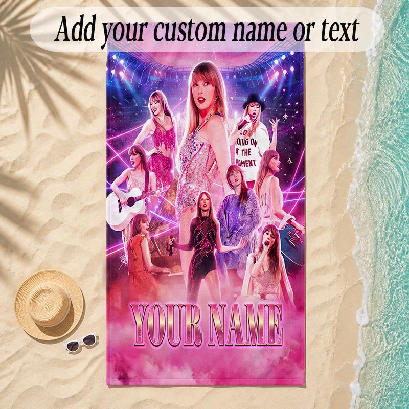 Beach TowelTaylor Swift Custom Name Text Personalized Soft Towel for Beach Pool Indoor Home Decor Gift