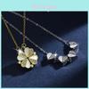 Multiple Wear Clover Charm Necklace With Side Chain For Ladies Accessories