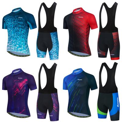 Summer New Men's Bicycle Cycling Suit Short Sleeve Strap Suit Car Breathable Cycling Suit