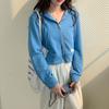 Women's Short Pink Cotton Hoodie Cardigan - Lightweight Spring/Summer Zipper Jacket