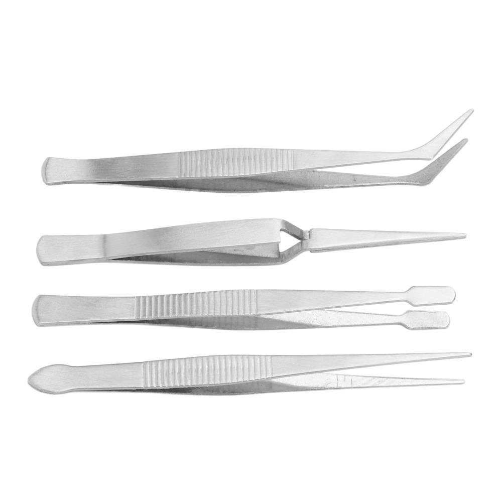 4pcs Flexible Tip Long Tweezers Stainless Steel Beading Tweezers Craft Tweezers  Sewing Applications