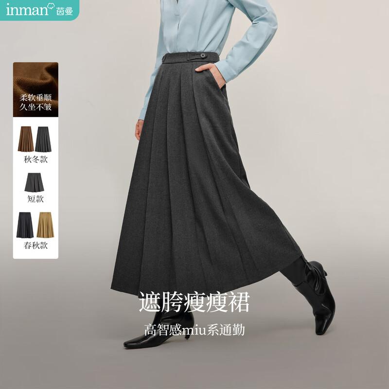 Yinman Women s Pleated A-line Midi Skirt L