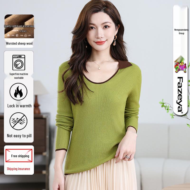 

2025 Spring/Autumn Hengyuanxiang Women s Casual Superfine Wool Sweater Large