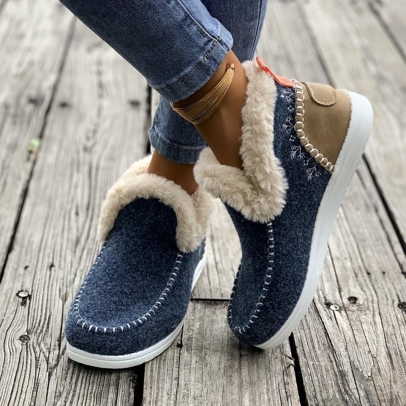 Women's Winter Furry Slip-Resistant Platform Sneakers/Boots - Thick Platform Height Increase