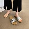 Fashion beach sandals versatile Boken temperament one-word trendy flat slippers women's summer