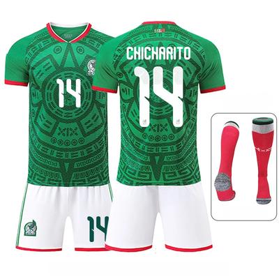 Teens Kids Adults Football Kits Sport Training Jersey Set with Socks 2026 FIFA World Cup Mexico Home #14 Chicharito
