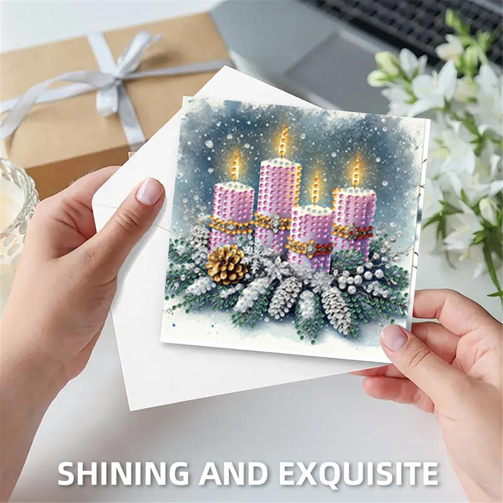 6pcs DIY Rhinestone Diamond Art Mosaic Postcards Diamond Art Greeting Cards for Christmas Birthdays Thanksgiving and Holidays