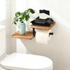 Wooden Wall Mounted Bathroom Wallpaper Rack Toilet Paper Roll Holder Black Hanging Tissue Roll Dispenser Kitchen Accessories